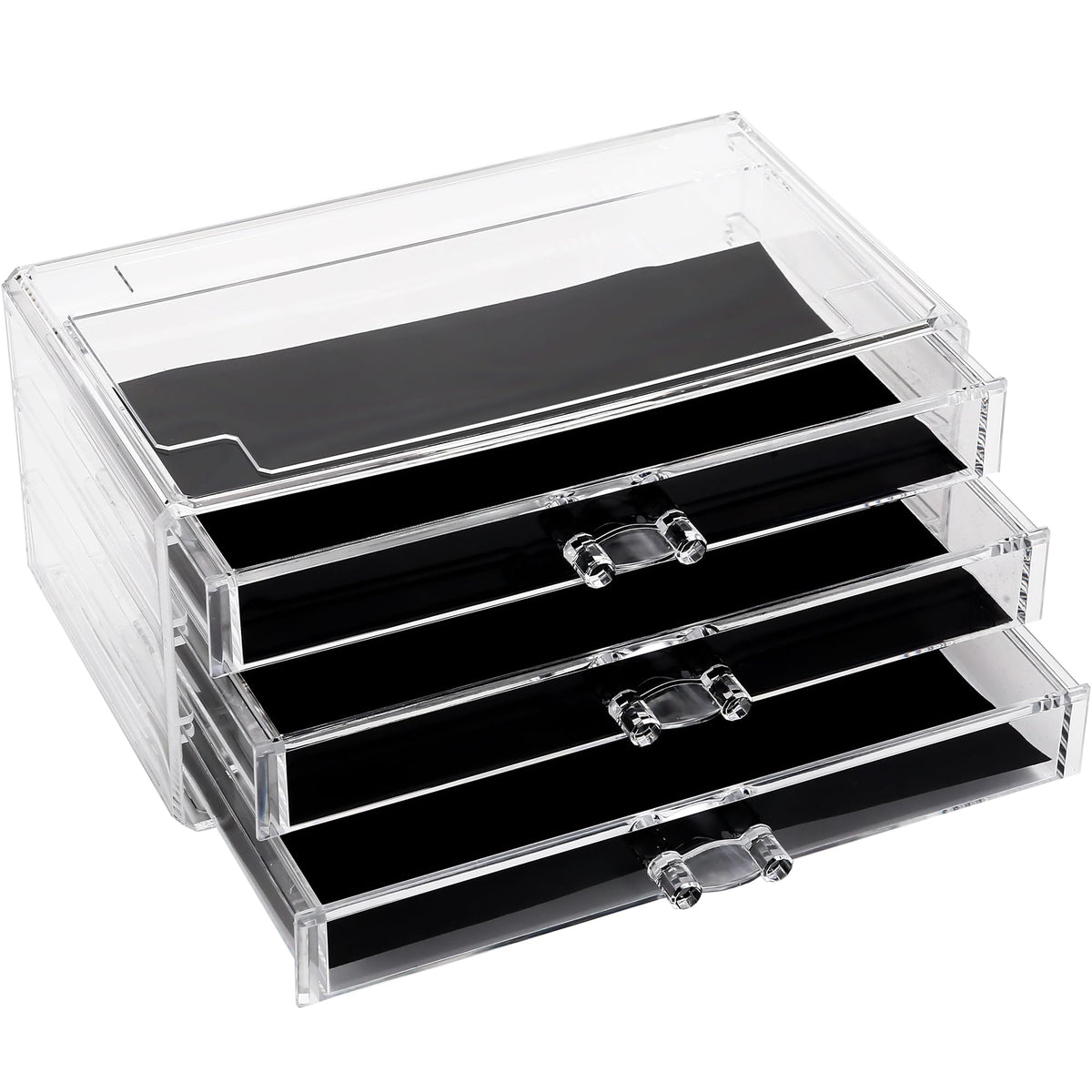 Sea Team 3-Tier Stackable Clear Acrylic Makeup Organizer with Drawers