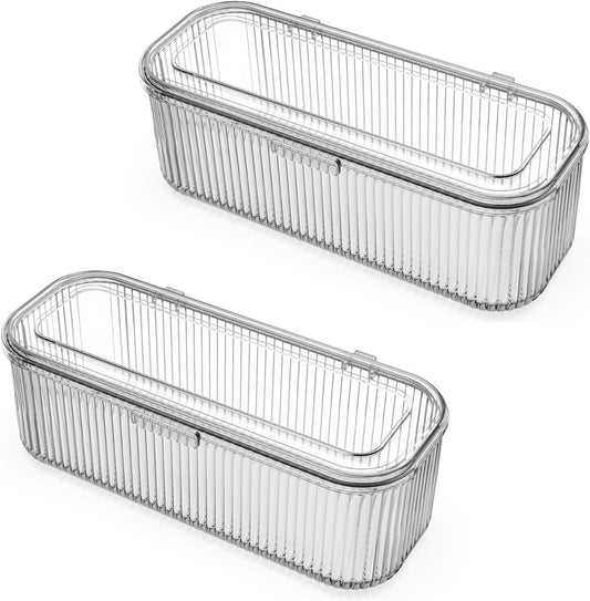 JessLab Makeup Brush Holder with Lid, Makeup Sponge Storage Case, 2 Pack