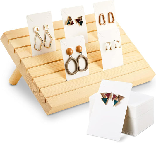 Blulu 31 Pack Wooden Earring Display Stand 7 Slot