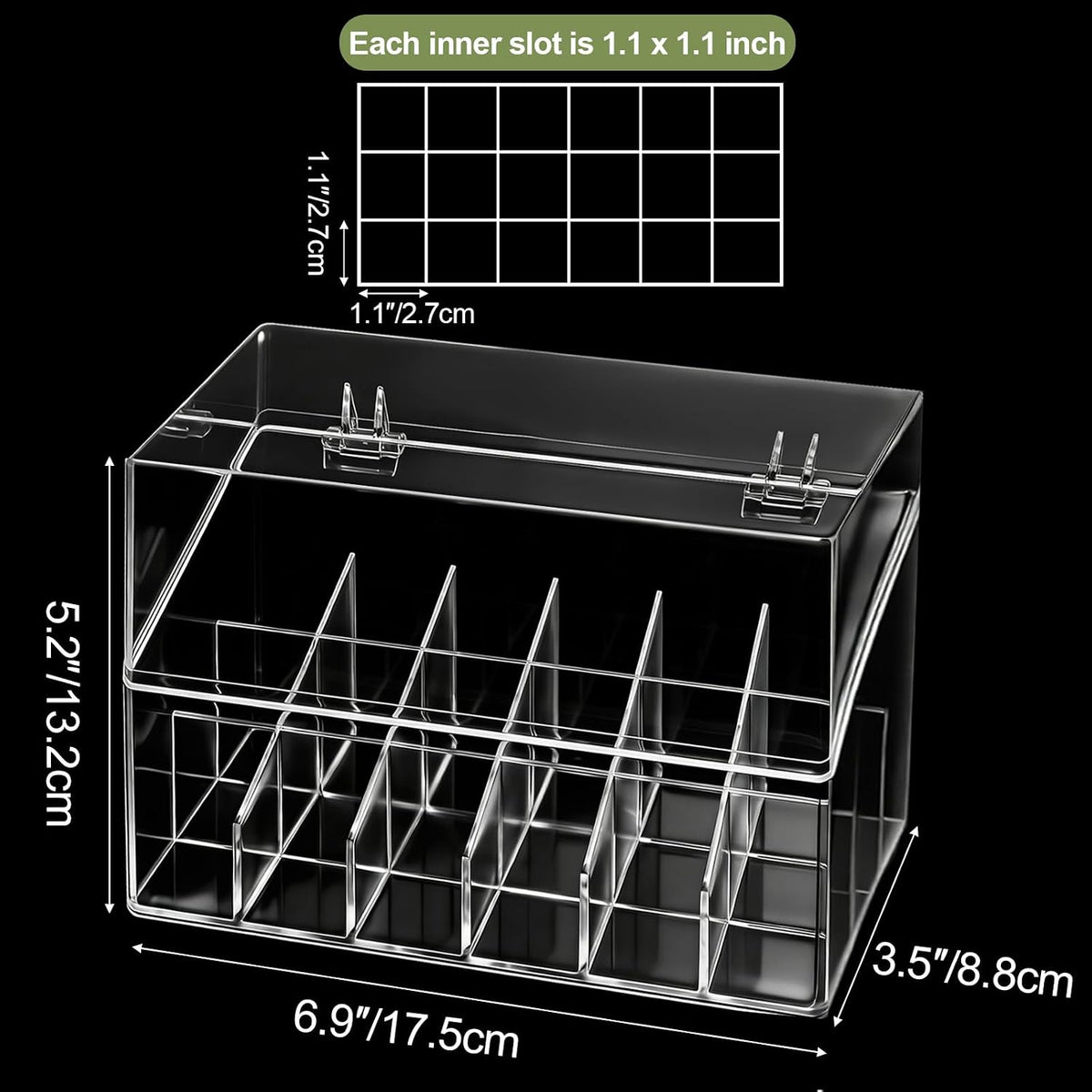 Foraineam 3 Pack Lipstick Holder Organizer with Lid, 18 Spaces Clear Acrylic Lipstick Display Stand Container, Dust-proof Beauty Makeup Storage Case for Cosmetic Dresser Vanity Cabinet Display