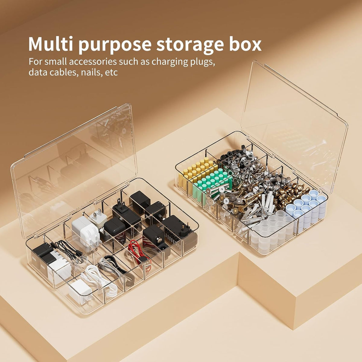 Clear Acrylic Makeup Organizer with Cover - 12 Compartments Cosmetic and Jewelry Organizer for Vanity and Desk Storage
