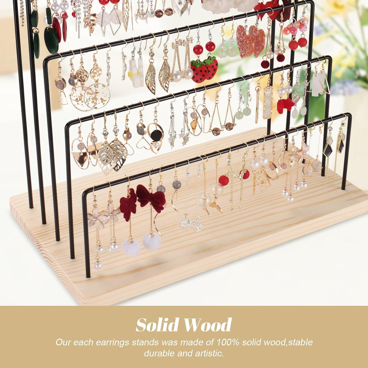 Earring Display Stand for Selling, Earring Rack Display Holder with 40 Earring Cards, 5 Tiers Jewelry Display for Vendors