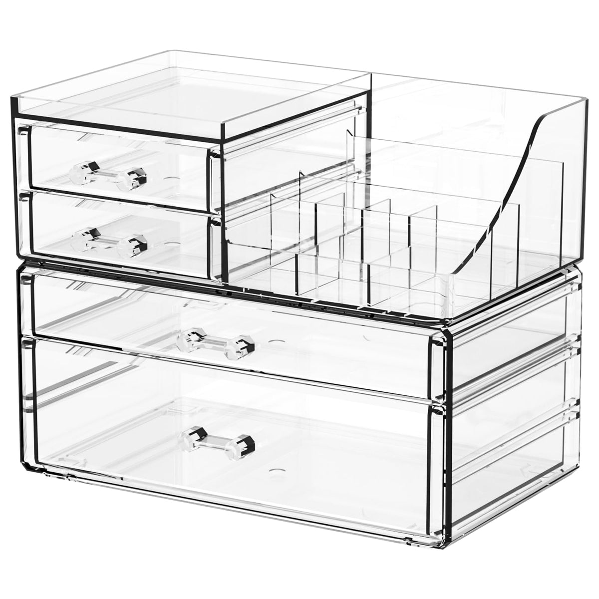 SUOXING Clear Acrylic Makeup Organizer for Vanity,Bathroom,Dresser,6 Drawer Cute Make up Organizers for Counter,Plastic Countertop Makeup Storage for Beauty,Jewelry,Brush,Cosmetic,Skin Care Organizer