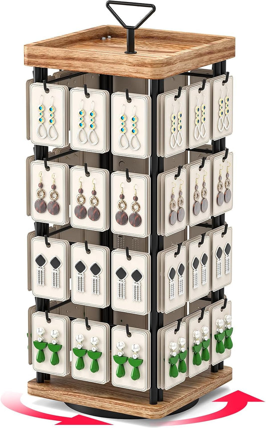 ORLESS Rotating Earring Display for Vendors, Jewelry Display Stand for Selling, Necklace Display Stands Earring Cards for Selling Bracelets, Jewelry Towers