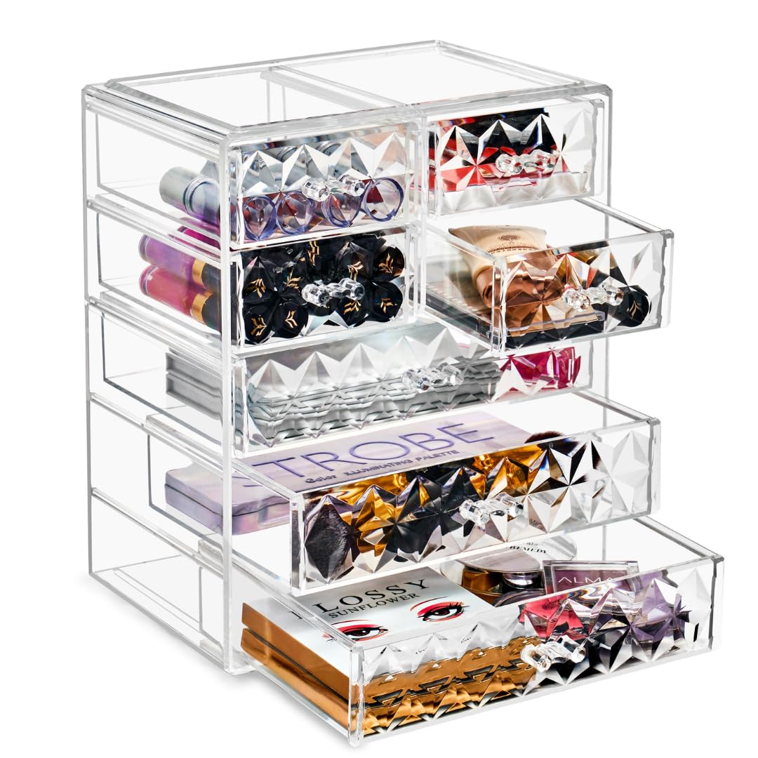Sorbus 7-Drawer Makeup Organizer with Small & Wide Drawers (Diamond)