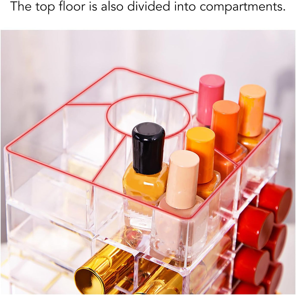 Agatige 53 Slots Acrylic Lipstick Tower Holder, 360 Degree Rotating