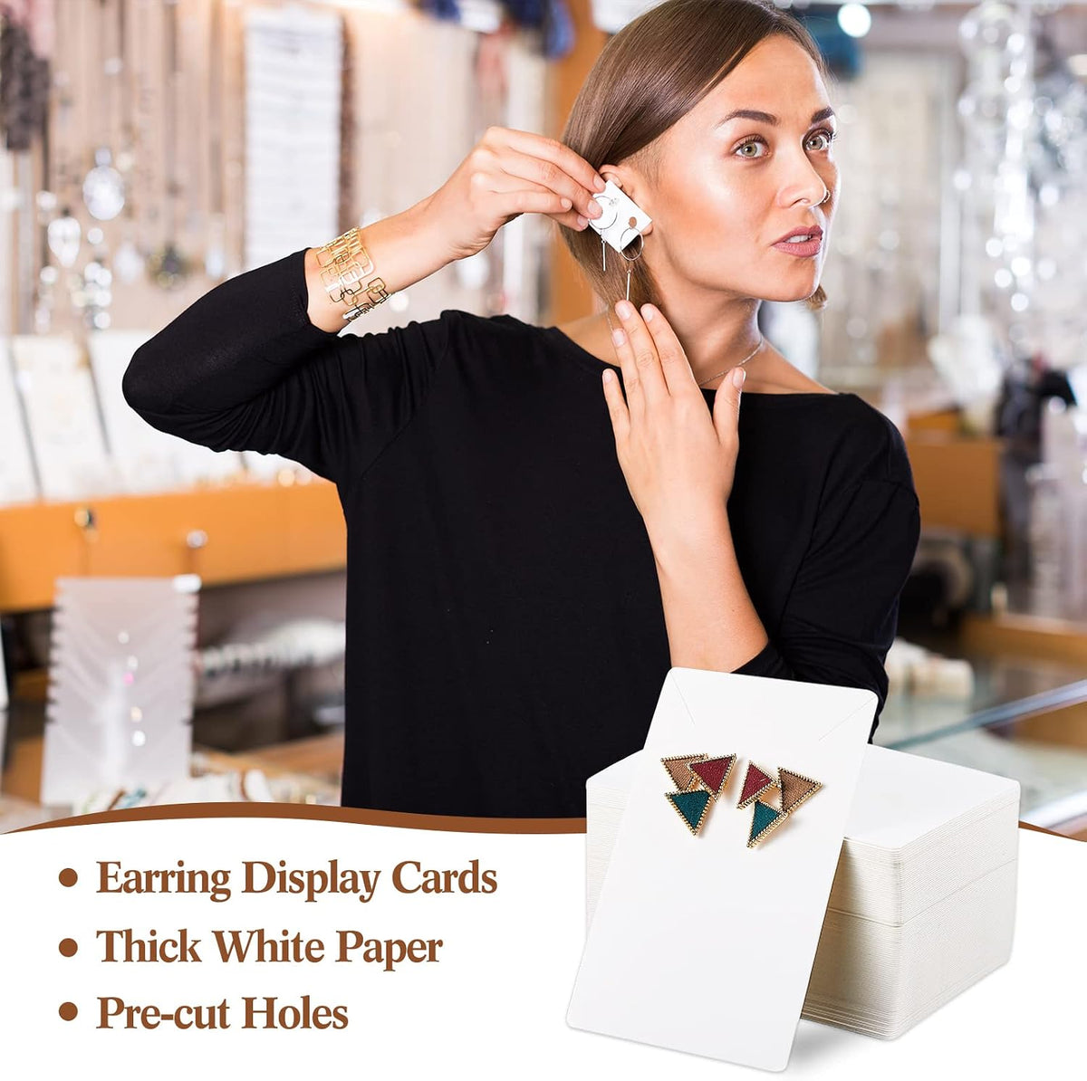 Blulu 31 Pack Wooden Earring Display Stand 7 Slot