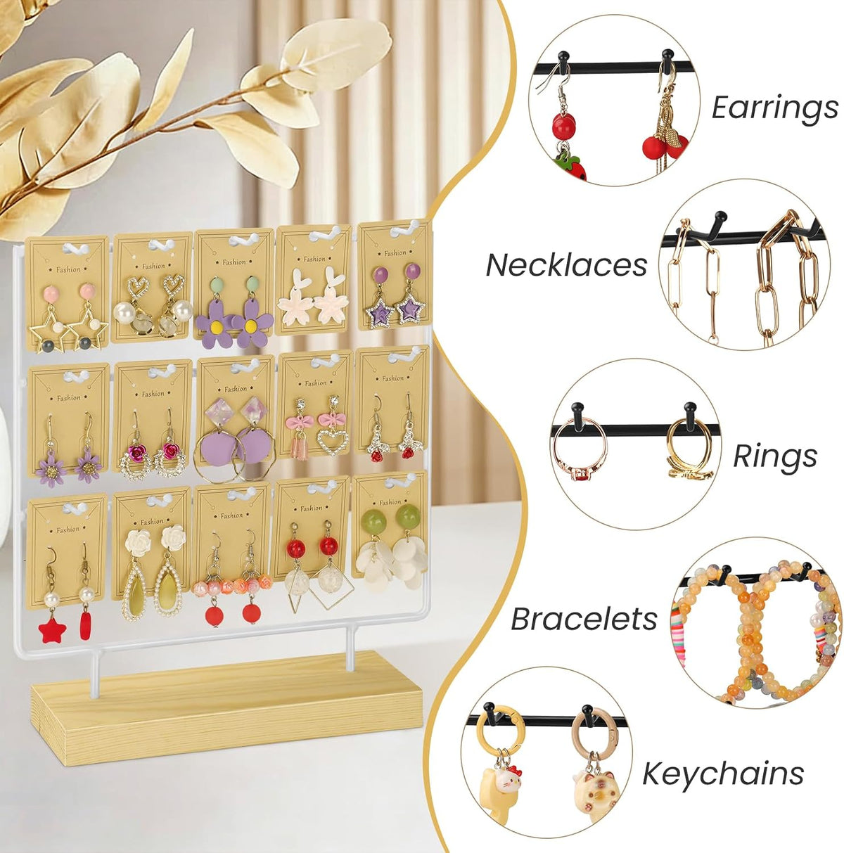 Jewelry Display for Vendor,3 Tier 15 Hook Earring Rack Display Holder Stand