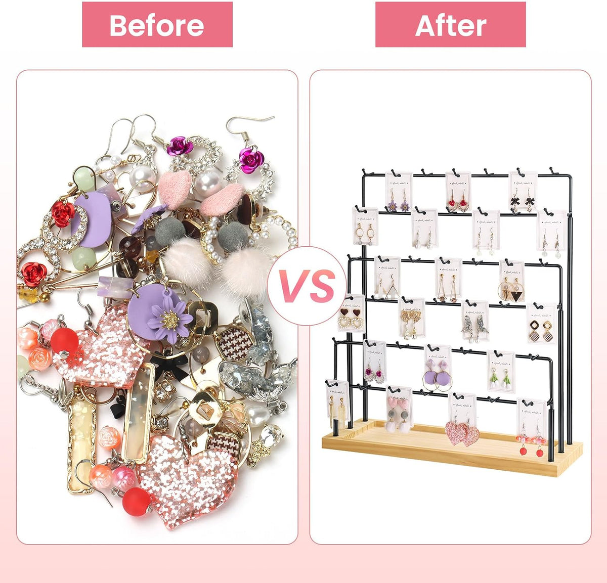 Earring Display for Vendors, 6 Tiers Earring Rack Display Holder Stand