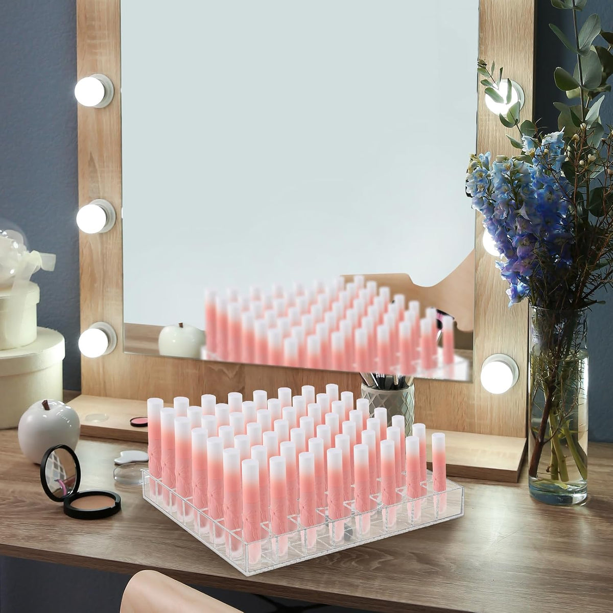 Mumufy Lipstick Holder Clear Acrylic Makeup Organizer Display, 56 Slot