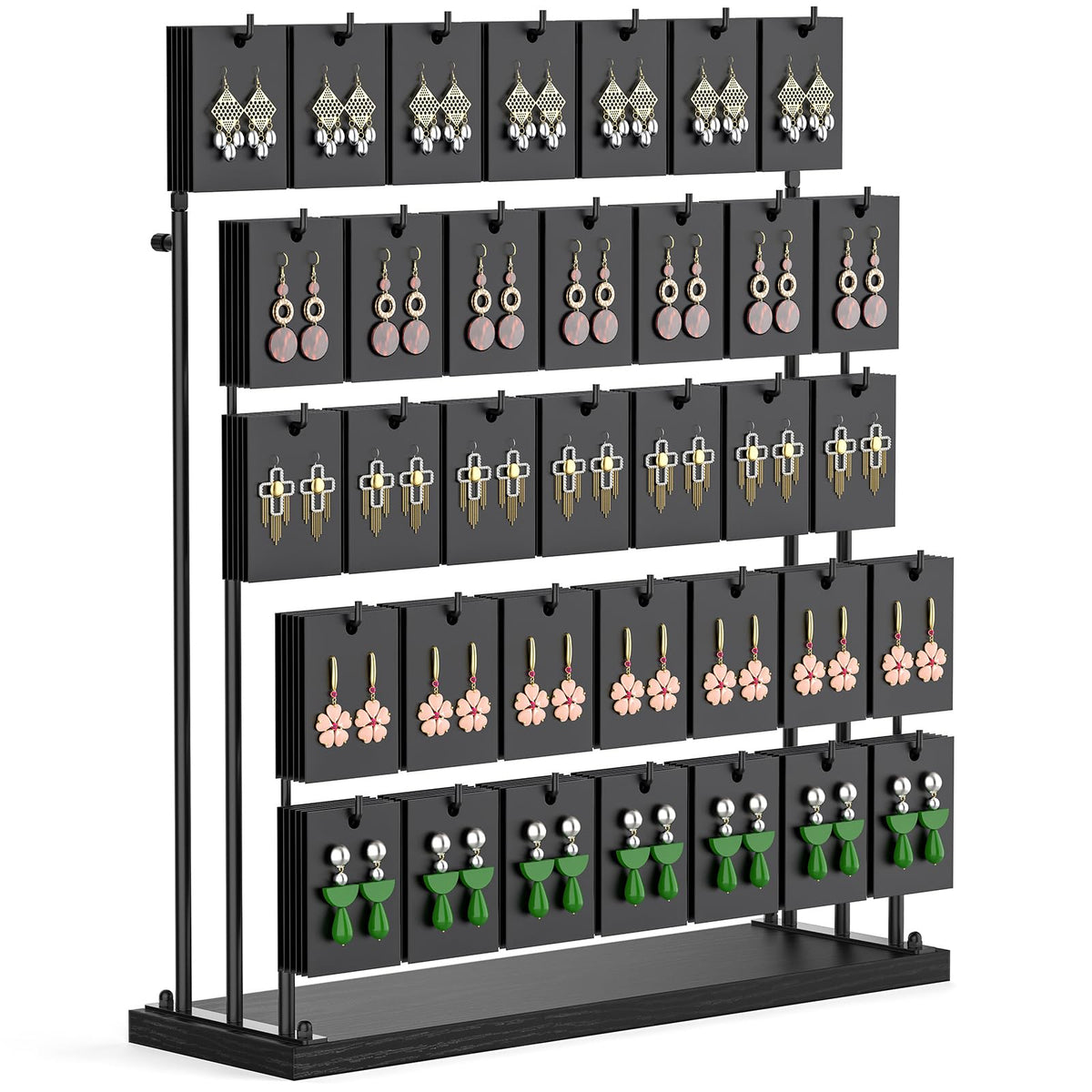 ORLESS Jewelry Display for Vendors,35 Hooks Earring Display Stand for Selling, Necklace Display Holder for Selling, Earring Cards Organizer for Bracelets, Rings, Jewelry Towers, Original Wood