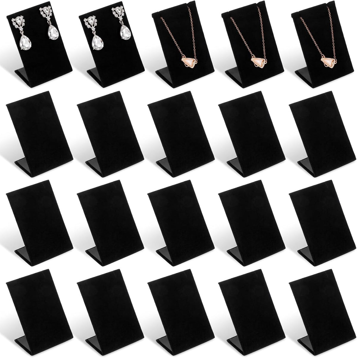 20 Pcs Velvet Earring Display Stands Black,2.3×1.6×3.5inch
