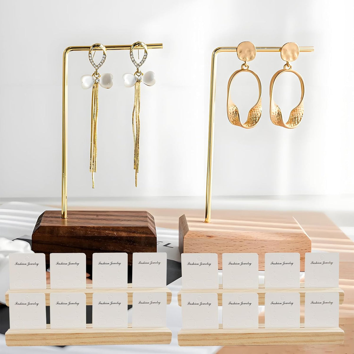 4 Set Jewelry Display Boards Earring Card Holder, Wood Earring Card Holder for Jewelry Show