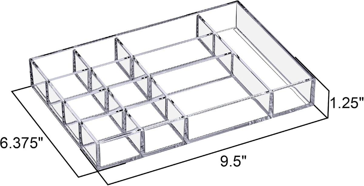 Amazing Abby - Jewel - 2-Pack Acrylic Jewelry Organizer, Plastic Jewelry Tray, Jewelry Case, Trinket Tray, Ring Holder, Perfect Storage Solution for Necklaces, Bracelets, Rings, and More