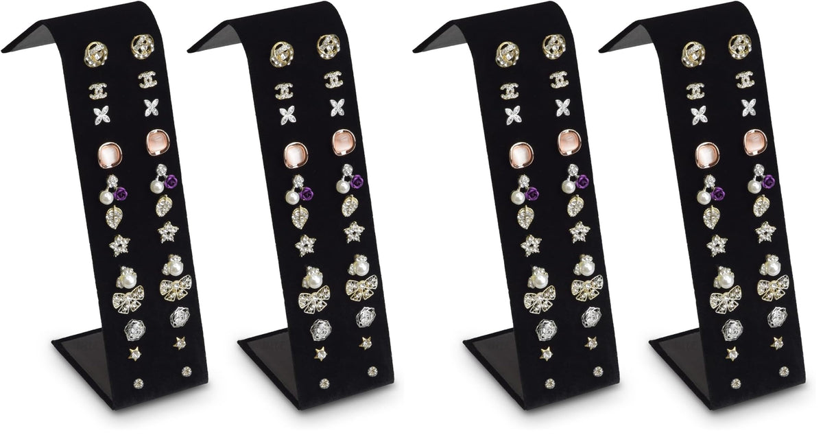 MOOCA 2pcs Black Velvet Adjustable Earring Display Stand for 12 Pairs