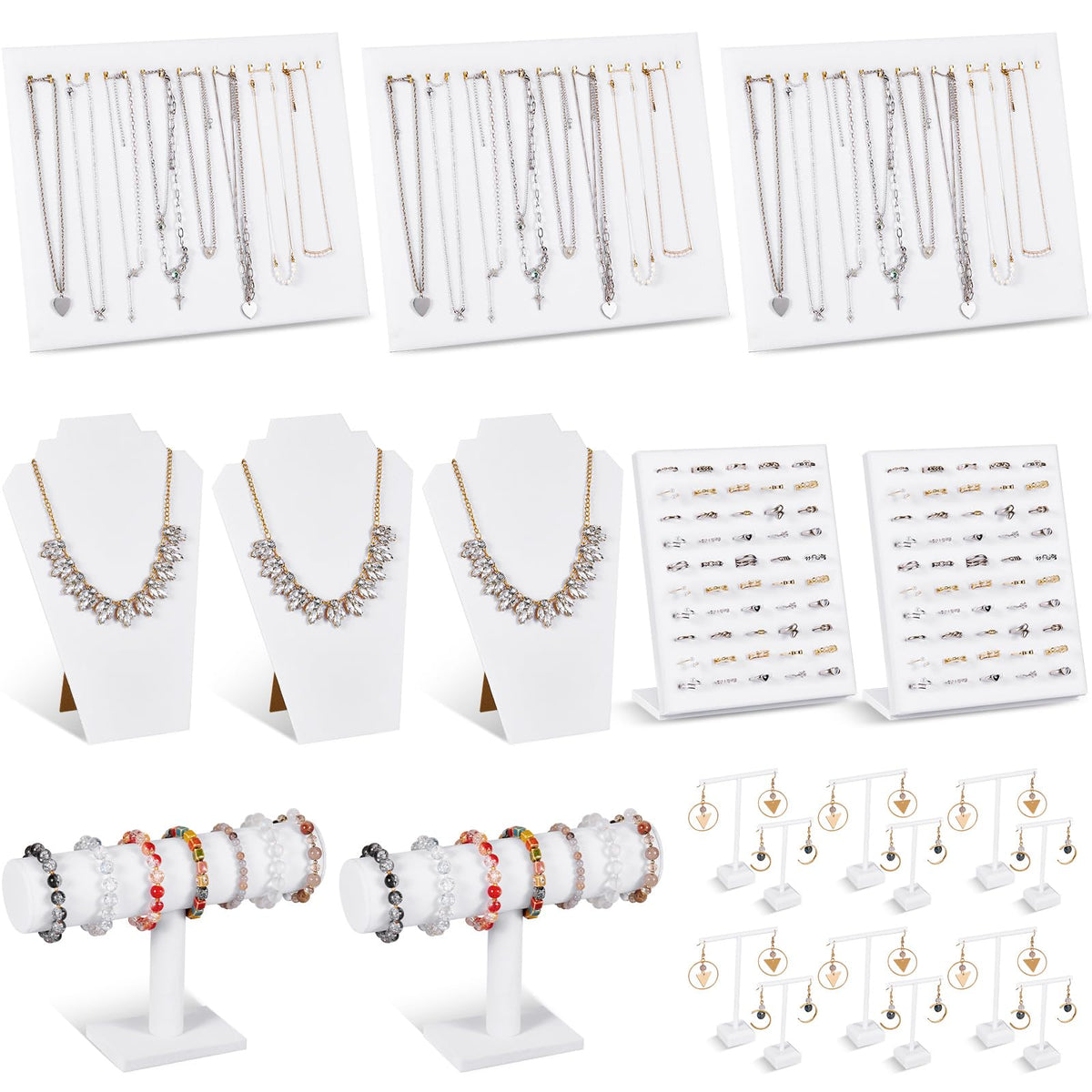 Henoyso 22 Pcs VelvetJewelry Display for Vendors Necklace Bust Holder