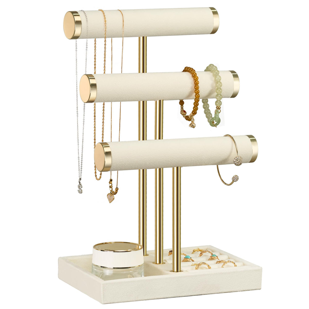 Jewelry Organizer Stand Display, 3 Tier Velvet Bracelet Holder, Pink