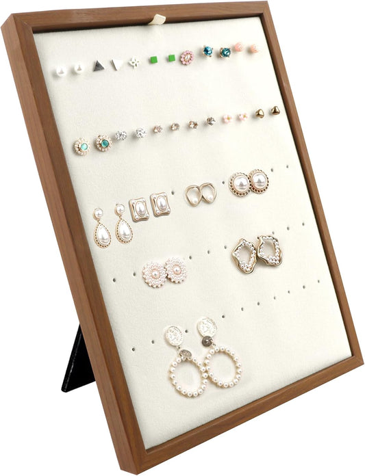 Homeanda Ring Display Stand, 60 Hole L-Shaped Velvet Tray Ring Board