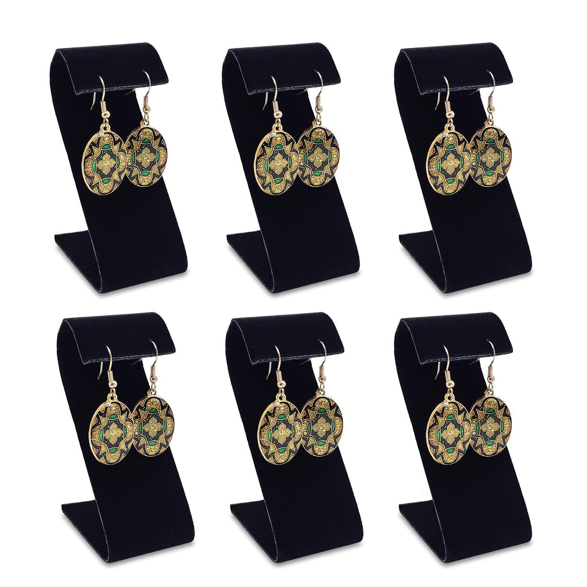 MOOCA 6pcs Earring Stand Displays Jewelry Display Stands, Black Velvet