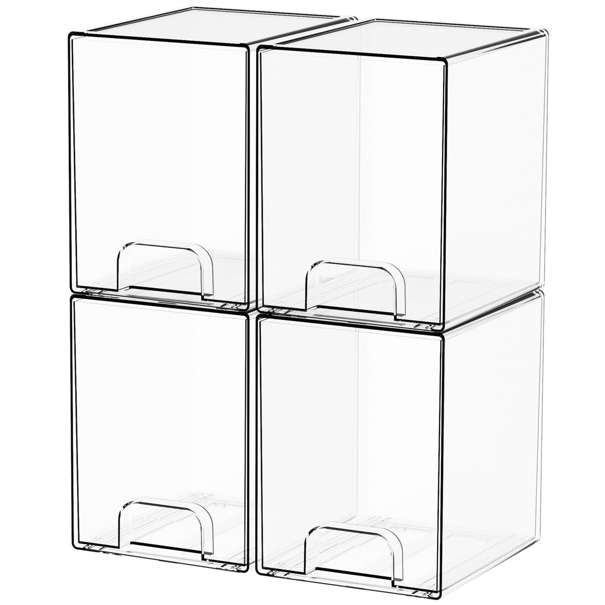 Yieach 4 Pack Clear Stackable Storage Drawers,4.4'' Tall Acrylic Drawers