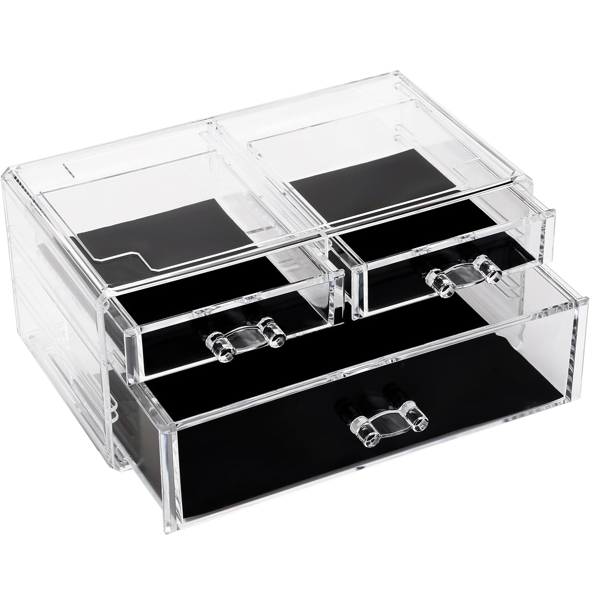 Sea Team 3-Tier Stackable Clear Acrylic Makeup Organizer with Drawers