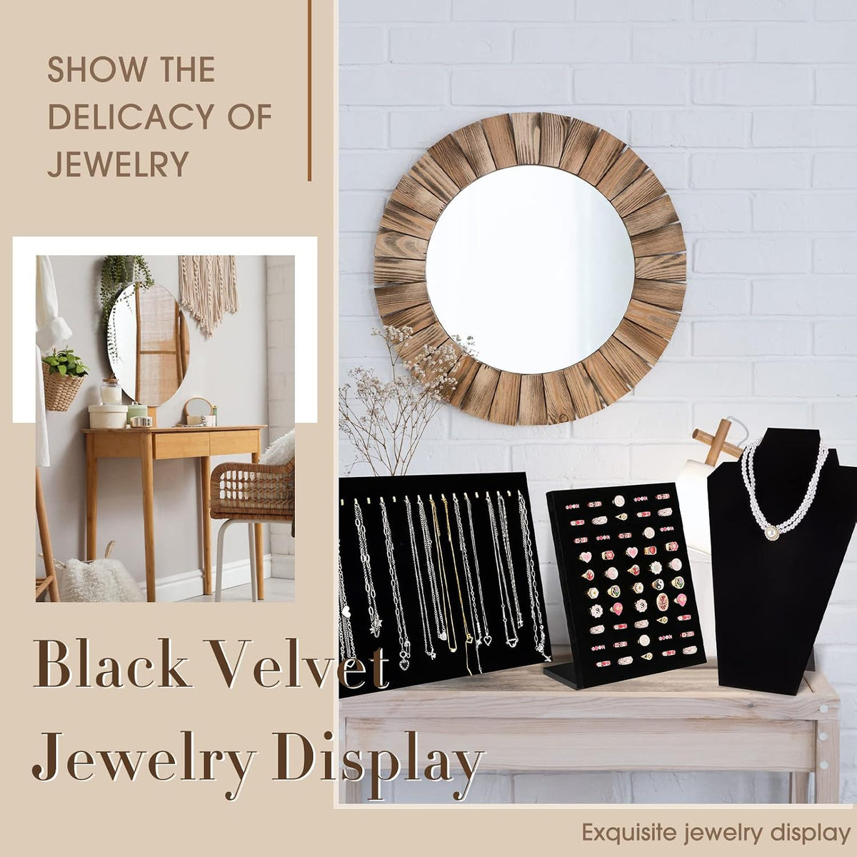 Henoyso 22 Pcs VelvetJewelry Display for Vendors Necklace Bust Holder