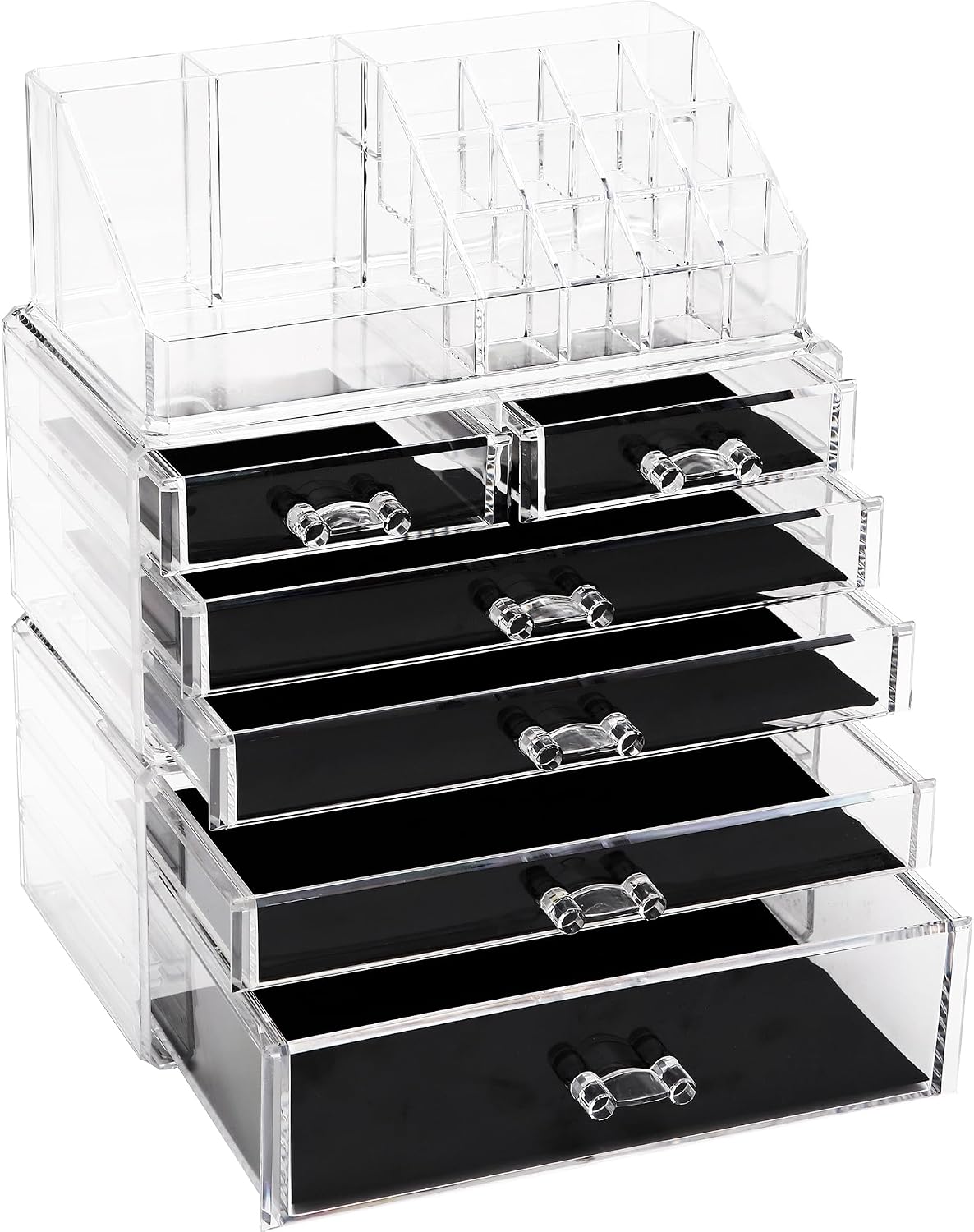 Sea Team 3-Tier Stackable Clear Acrylic Makeup Organizer with Drawers