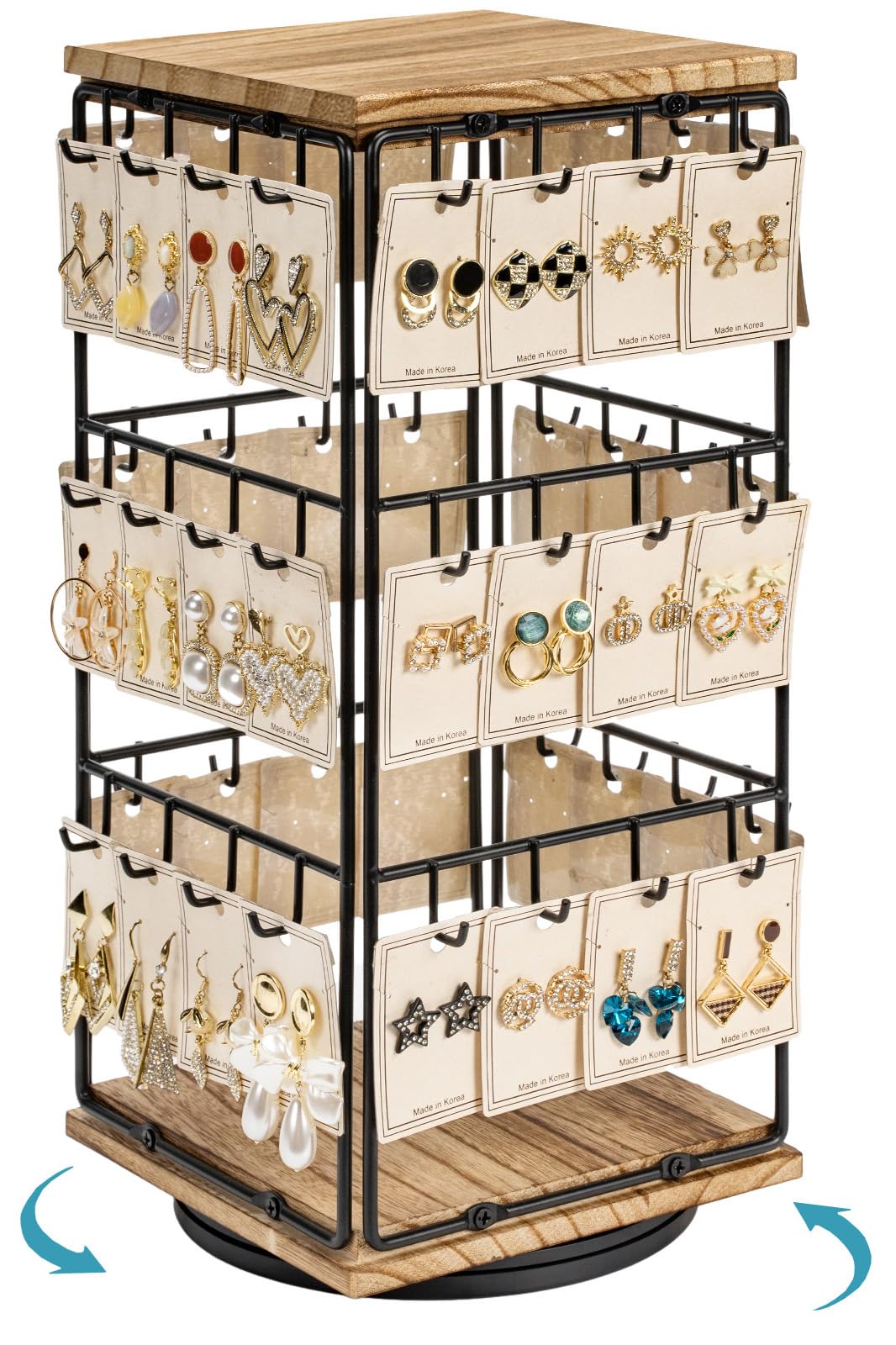 360 Rotating Earring Display Stands for Selling, Earring Rack Display Holder Stand, Jewelry Display for Vendors Selling Earring Cards, Necklaces, Bracelets, Hair Accessories (48 Hooks)
