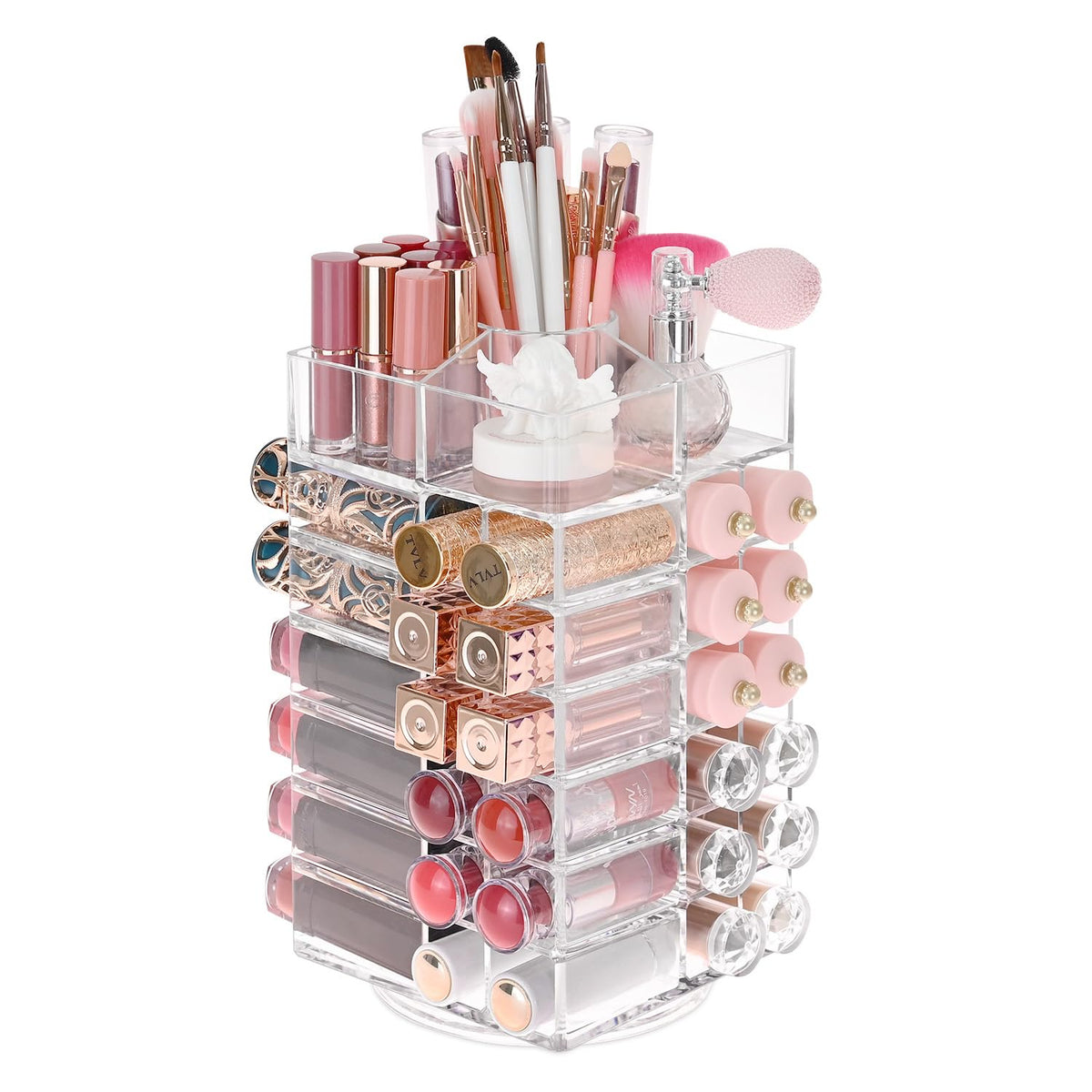 Ikee Design Acrylic Clear Makeup Cosmetics Lip Gloss Organizer,Gold
