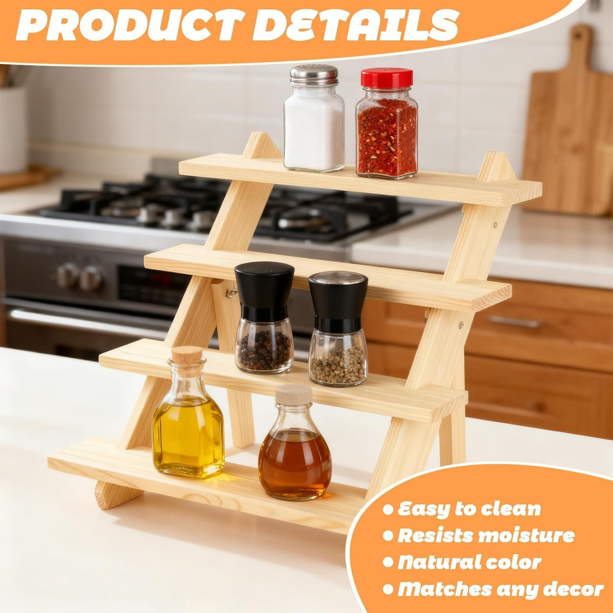 2 Pack 4 Tier Wooden Earring Display for Vendors Stand Riser Detachable