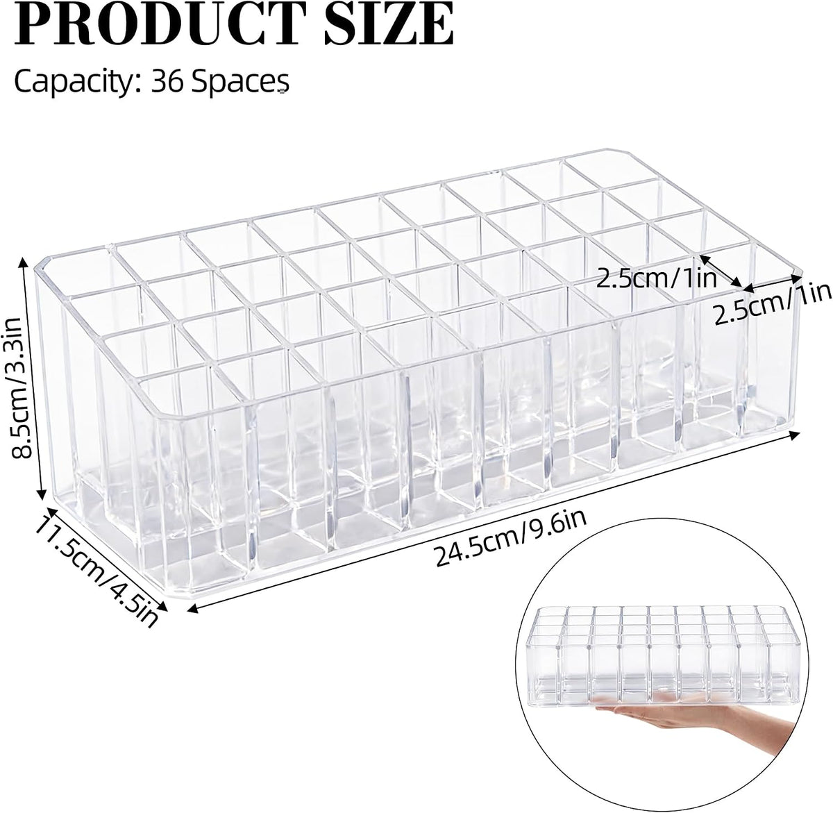 Rollerball Perfume Organizer, 36 Spaces Acrylic Fragrance Organizer Travel, Lipstick Organizer Lipgloss Holder, Clear