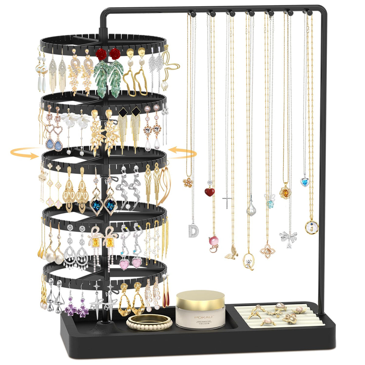 EsLuker.ly Earring Holder Organizer Rotating Stud Display Tree Rack, 6 Tier