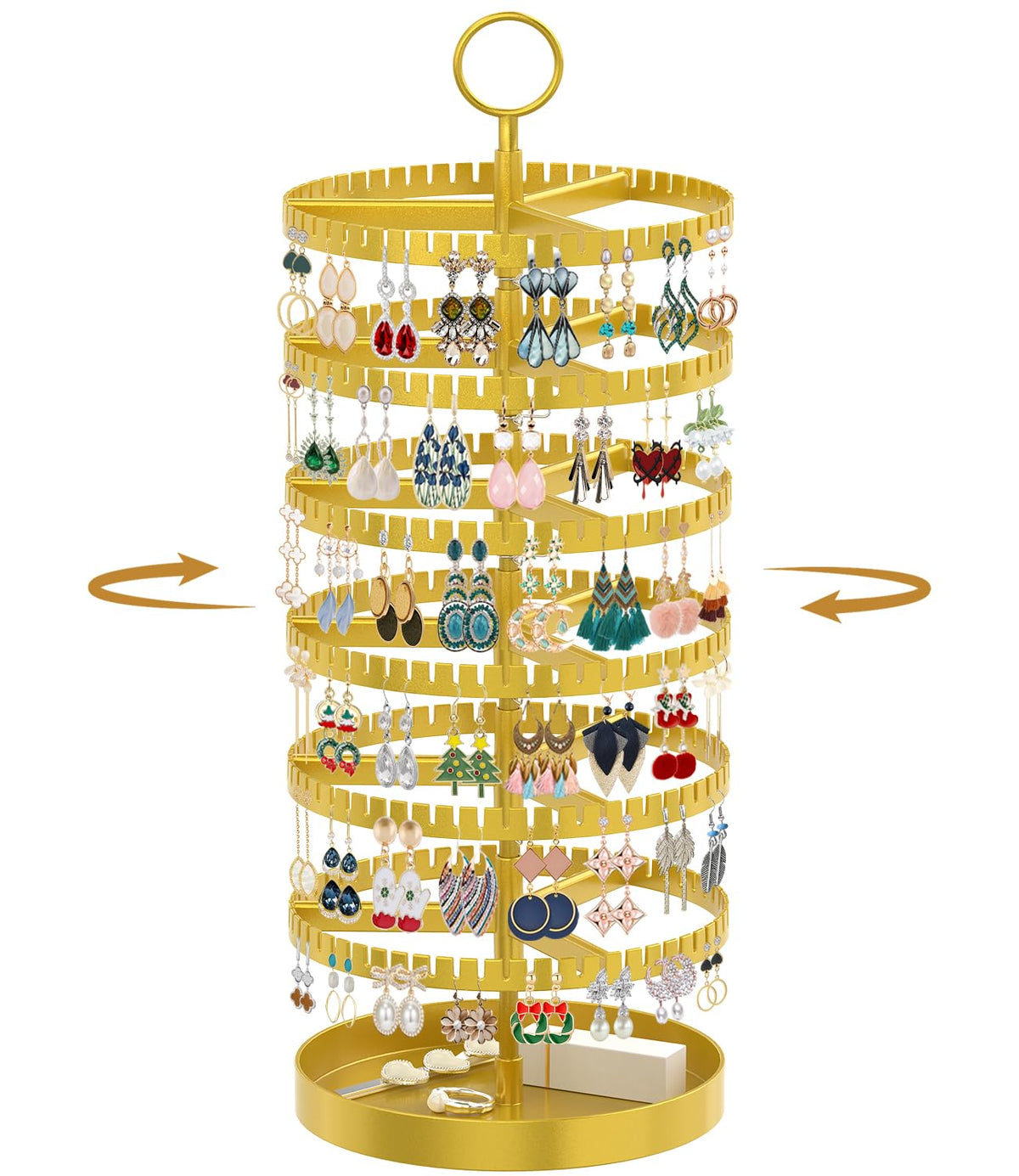MODOWEY Rotating Earring Holder Organizer Tree Display Stand, 6 Tiers Black