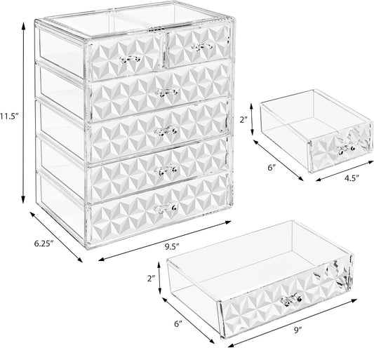 Sorbus 6-Drawer Makeup Organizer with Small & Wide Drawers (Diamond)