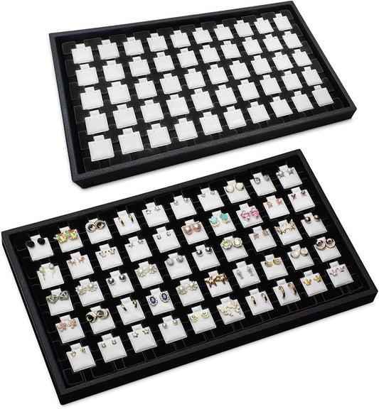Ikee Design 2 Pcs Black 50 Earring Card Tray Each, 100 Earring Puffy Cards