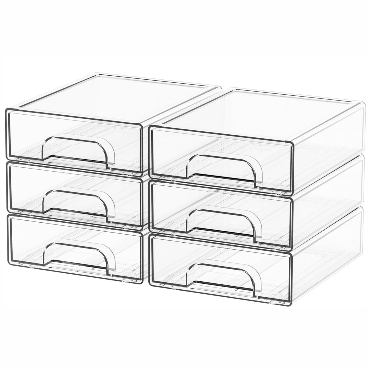 Yieach 4 Pack Clear Stackable Storage Drawers,4.4'' Tall Acrylic Drawers