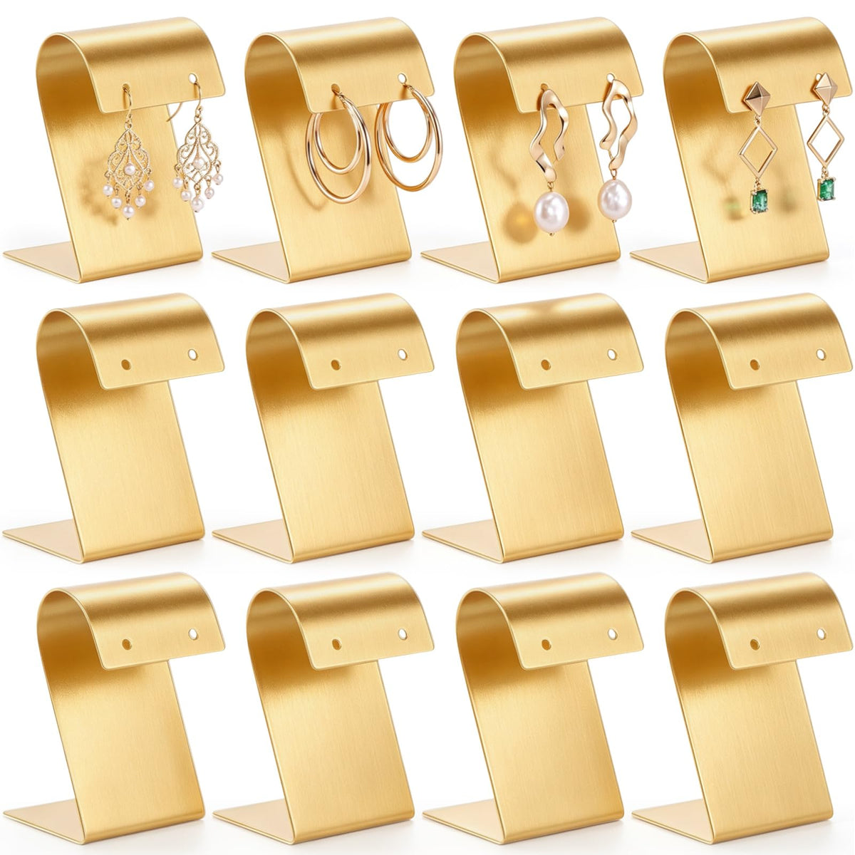 RattanView 12 Pieces Black Velvet Earring Display Stand Arc-shaped