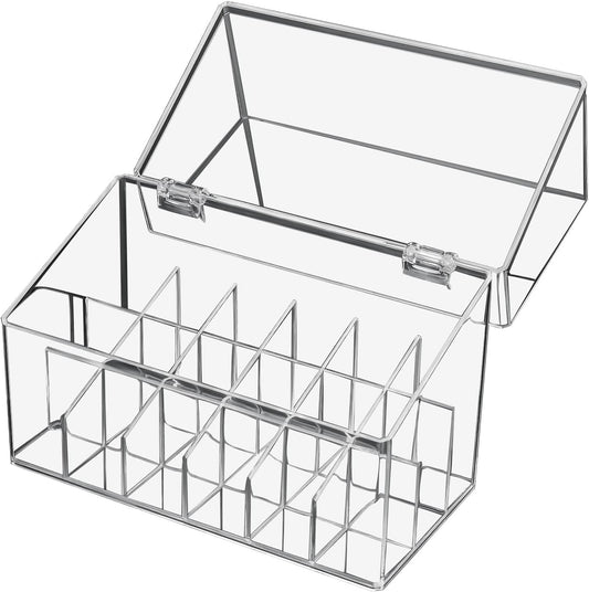 ATOMUS Lipstick Holder Display Case, 18 Slots Lipstick Organizer Storage with Dust Cover Transparent Acrylic Cosmetic Makeup Lipgloss Rack Holder