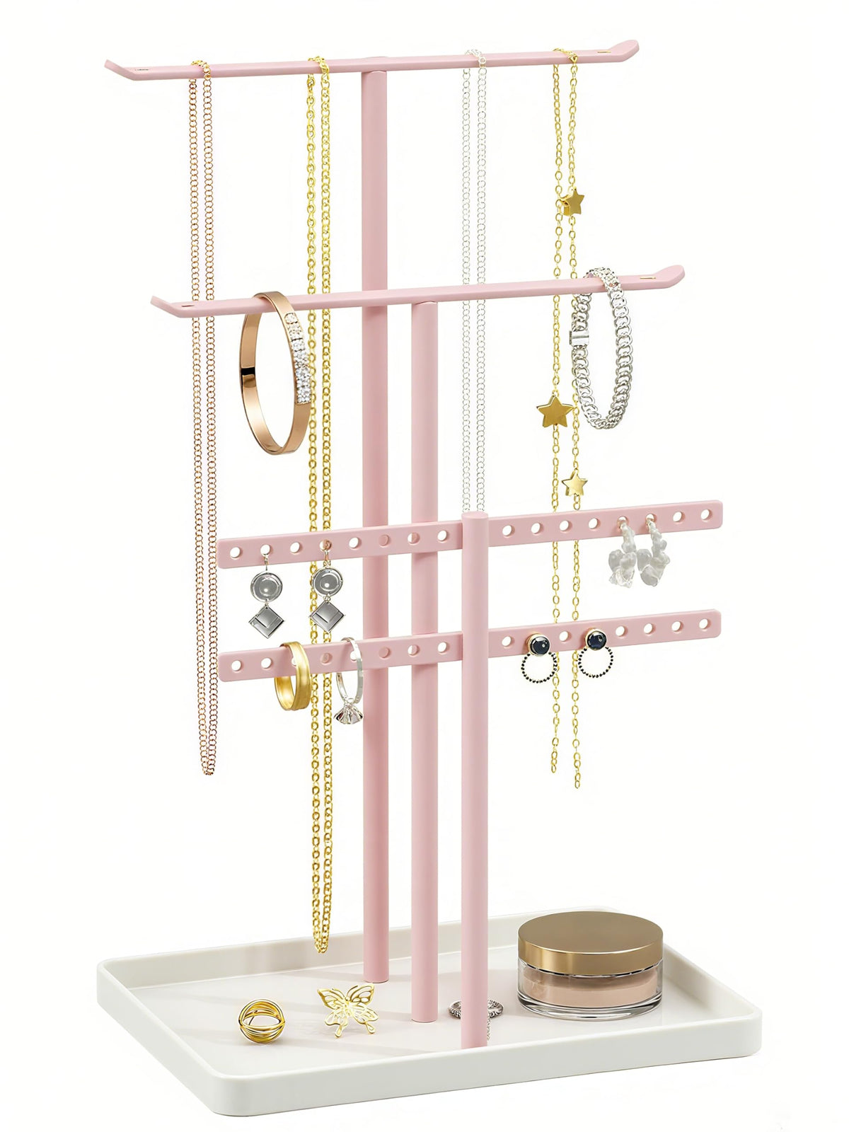pickpiff Jewelry Stand Holder Organizer: 14.5" Sturdy Hanger for 80 Pcs Jewelry, Gift for Women, Gold Jewlery Tower for Necklace, Earring, Bracelet