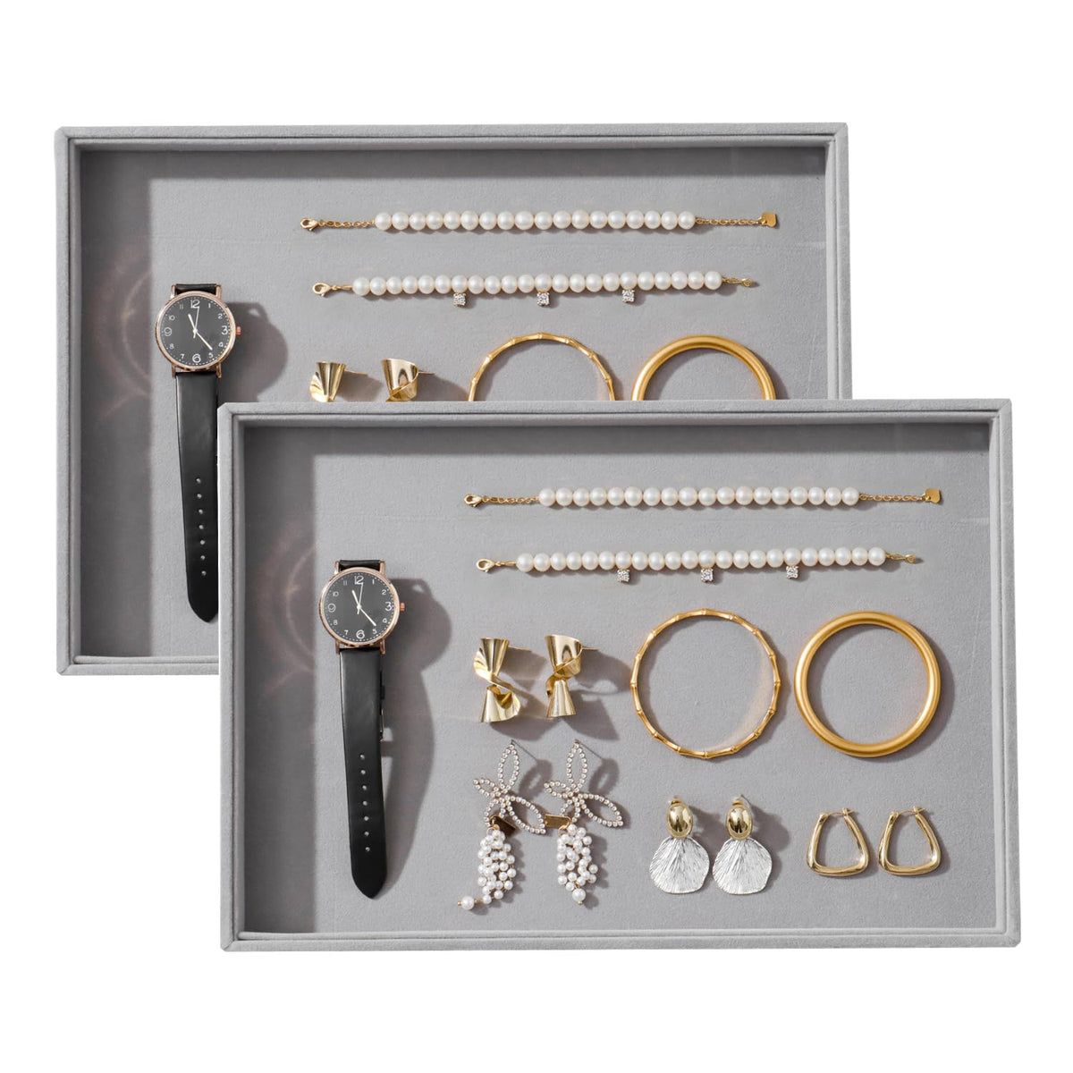 Large Velvet Jewelry Tray Display Drawer Inserts 2 Pack