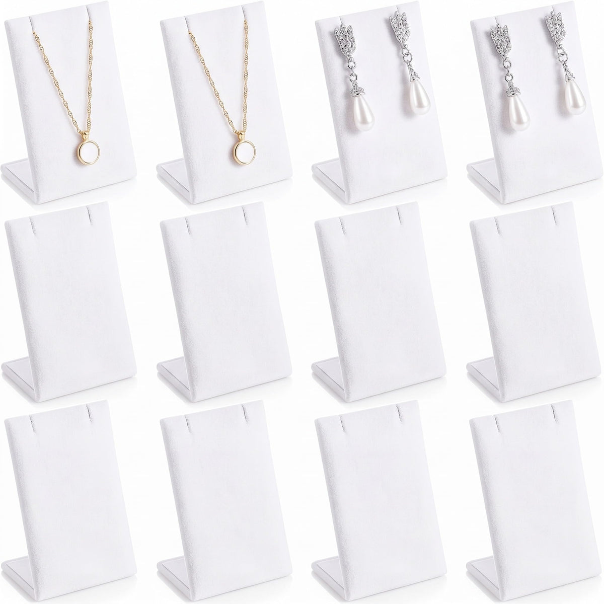 RattanView 12 Pcs Velvet Earring Display Stand Necklace Holder Black Velvet