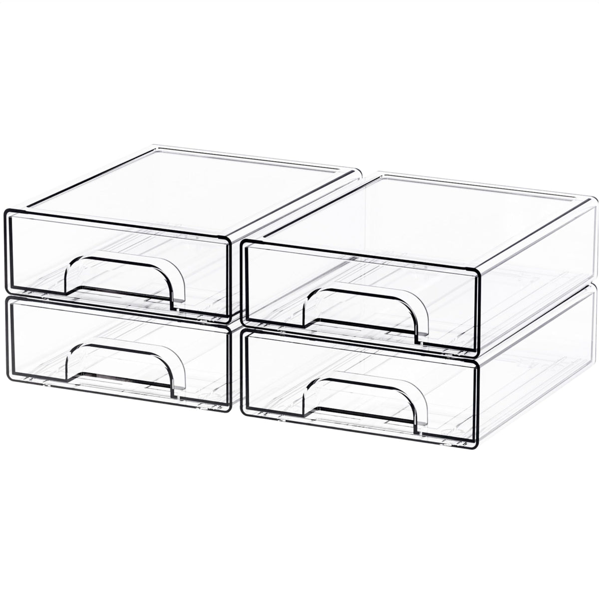 Yieach 4 Pack Clear Stackable Storage Drawers,4.4'' Tall Acrylic Drawers