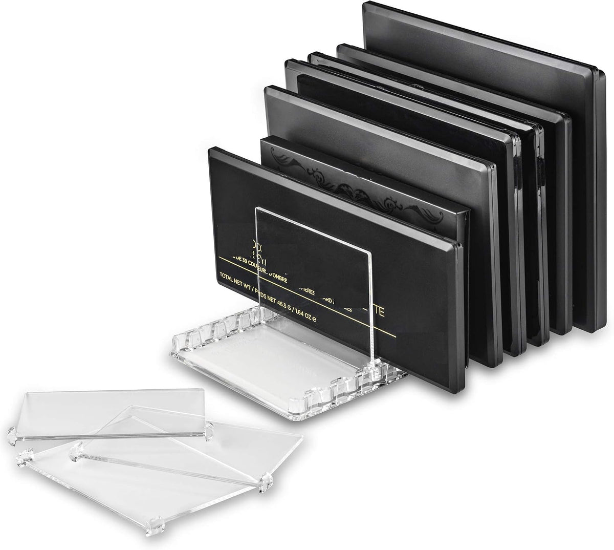 byAlegory Acrylic Makeup Eyeshadow Palette Organizer W/ Removable Dividers | 10 Space Vanity Desk Storage Fits All Palette Sizes - Clear