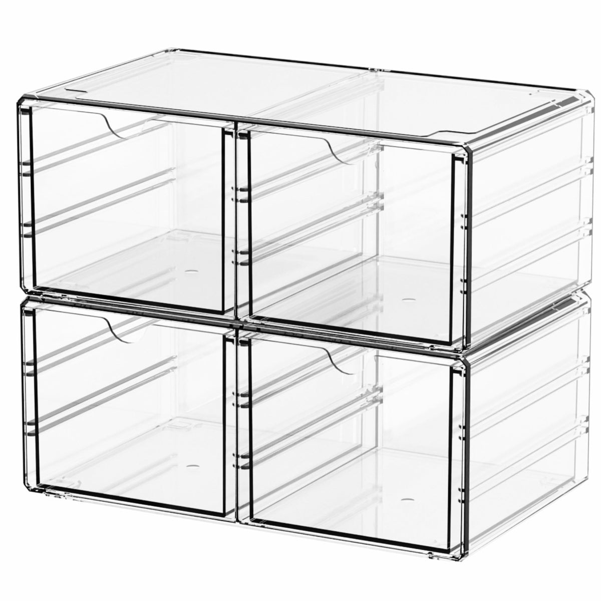 Yieach 2 Pack Acrylic Storage Drawers With 6 Drawers,Stackable Desk Organizer and Makeup Organizer,Large Clear Office Supplies Organizer for Pen,Stationary,Palettes,Arts Craft Organizers and Storage