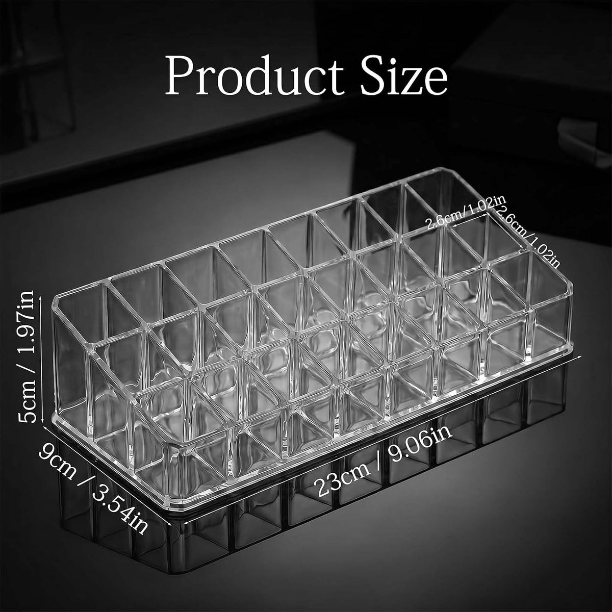 2-Pack 24-Slot Acrylic Makeup Organizer, Large Lipstick Organizer for Vanity, Lip Gloss Holder, Lip Balm Holder, Cosmetic Storage Display for Drawer, Clear