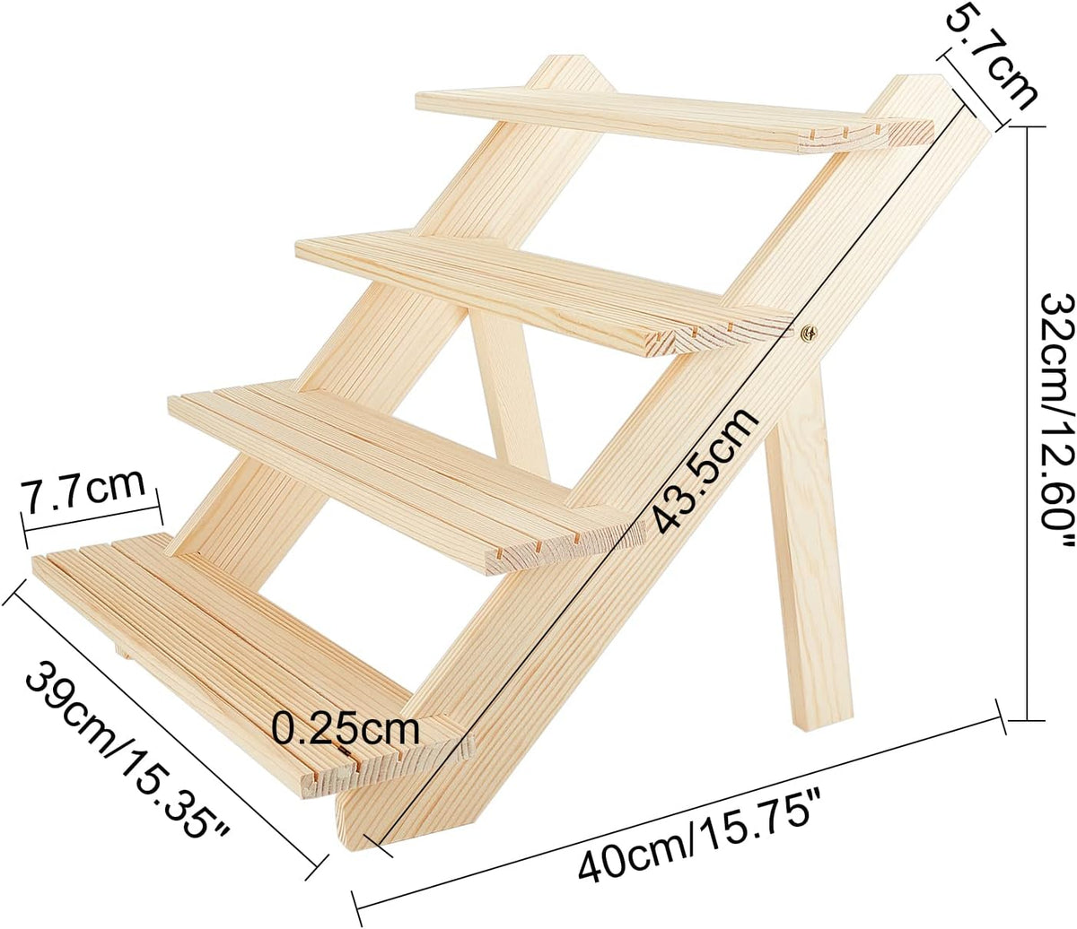 NBEADS 4-Tier Wooden Display Stand Riser, 12-Slot Earring Ring Holder Detachable Unfinished Wood Retail Jewelry Card Display Stand with Groove for Crafts Jewelry Storage Display, 15x15.7x12.6