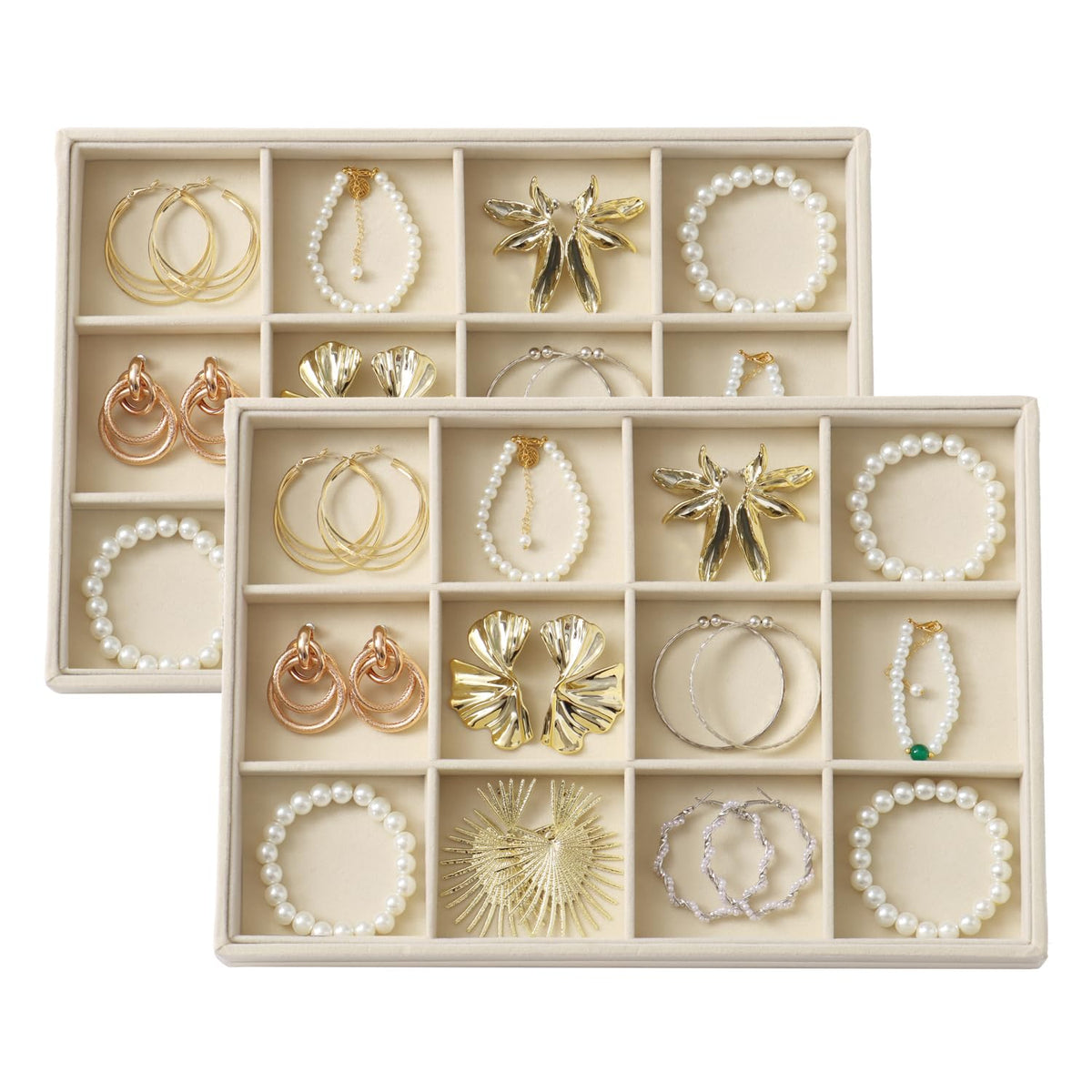 Large Velvet Jewelry Tray Display Drawer Inserts 2 Pack