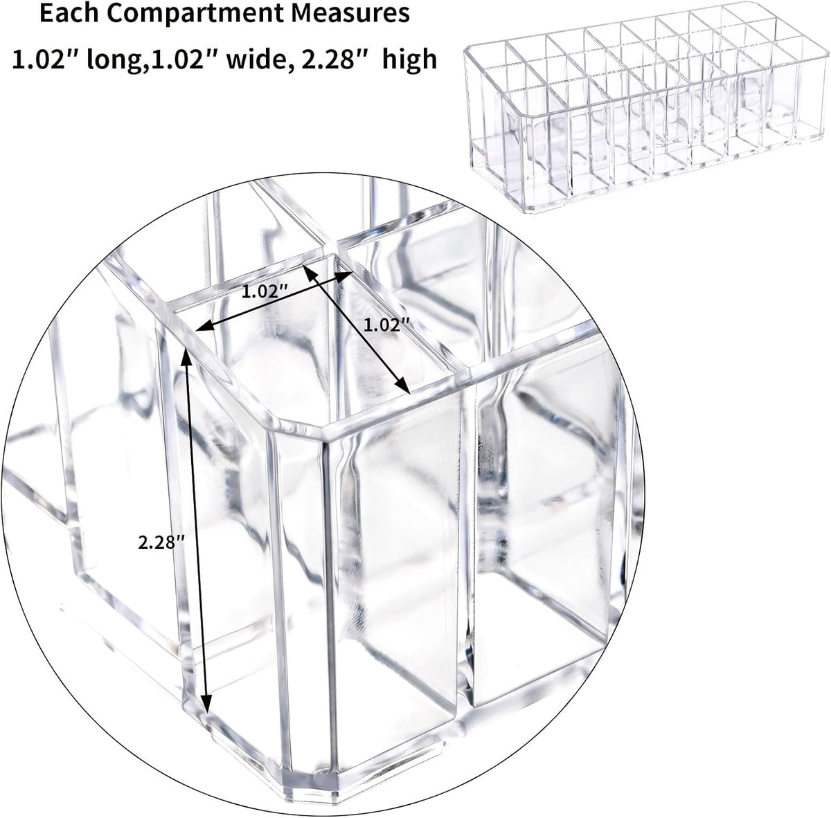 Lipstick Organizer Acrylic Clear 24 Slot Makeup Holder