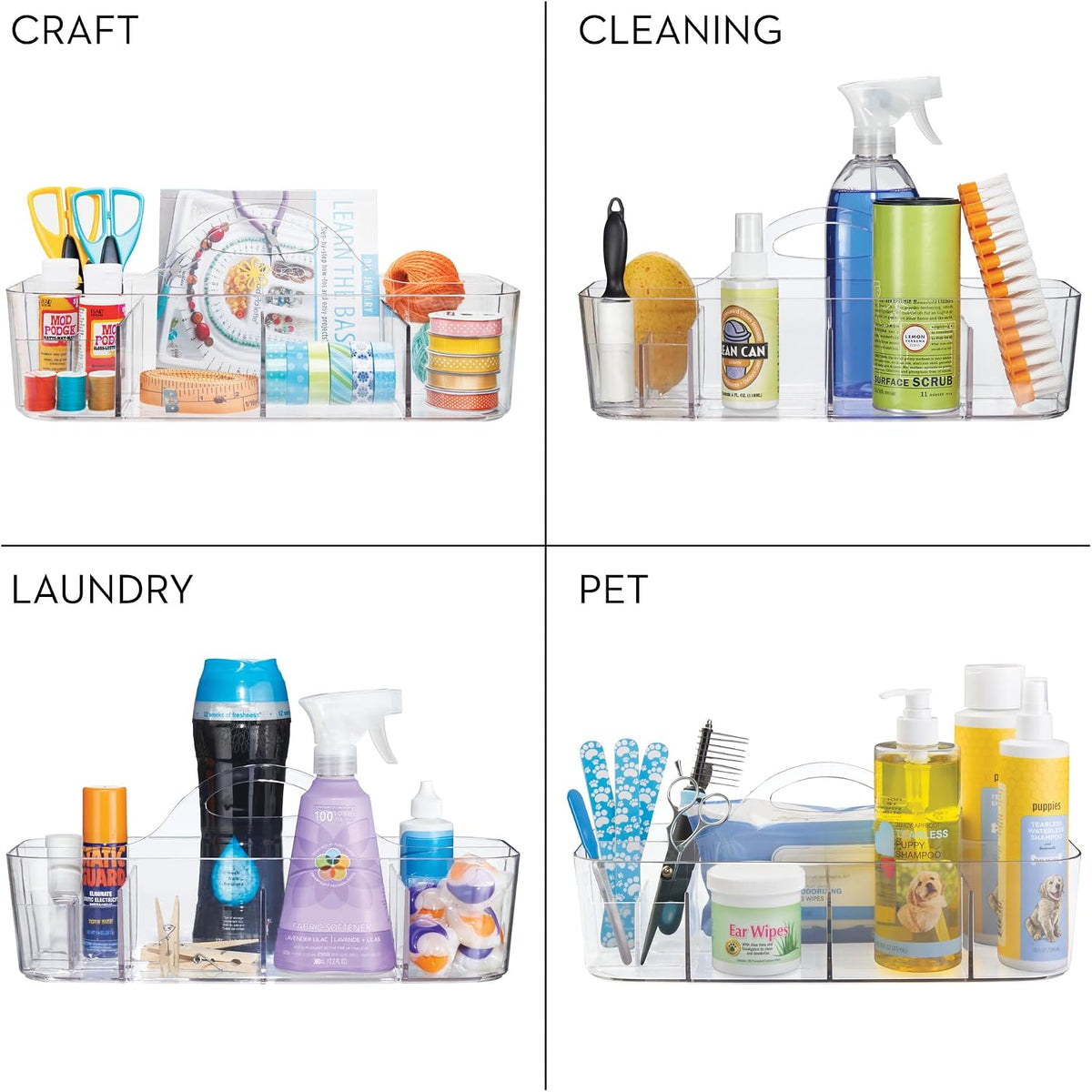 iDesign Plastic Cosmetic Organizer Tote, Clear