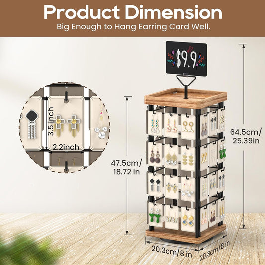 ORLESS Rotating Earring Display for Vendors, Jewelry Display Stand for Selling, Necklace Display Stands Earring Cards for Selling Bracelets, Jewelry Towers